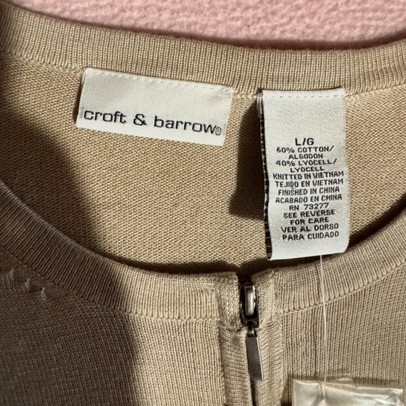Croft & Barrow (Kohl’s) Sweater Cardigan NWT Beige Tan Full-Zip Women’s Size L - Picture 9 of 16